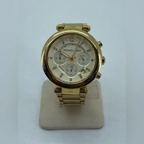 Michael KORS Parker Chronograph Champagne Dial Gold-tone Ladies Watch MK5701 - Picture 1 of 6